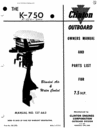 Thumbnail Clinton, K750, 7.5 HP outboard owners and parts manual oem Thumbnail Clinton, K750, 7.5 HP outboard owners and parts manual oem
