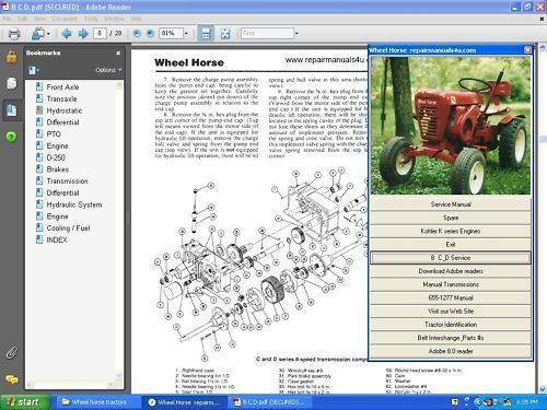 Product picture Wheel Horse tractor hydrostatic transmission service manual