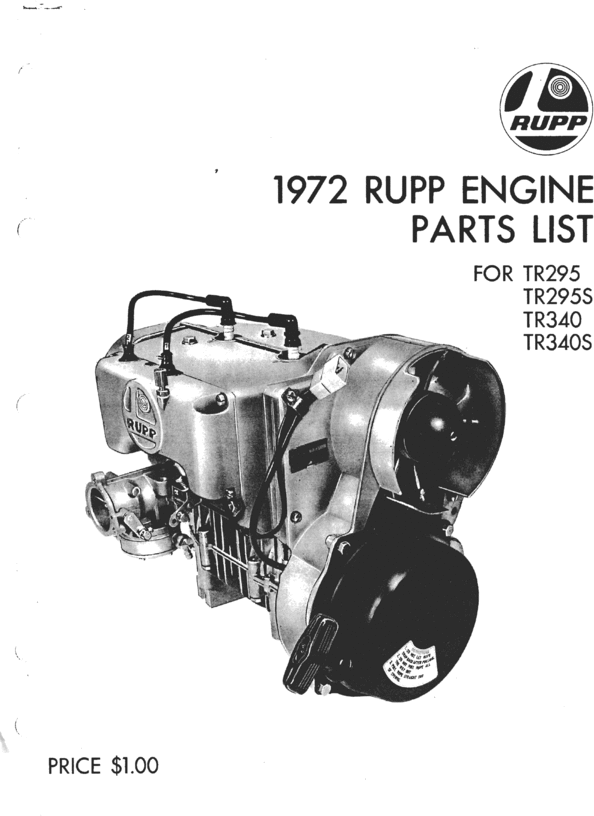 Product picture 1972 rupp snowmobile engine parts manual 295 - 340