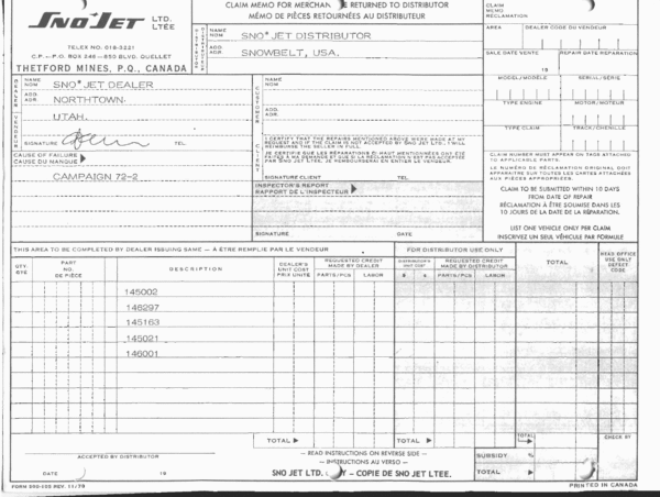 Product picture 1972 snojet snowmobile service bulletins sno jet