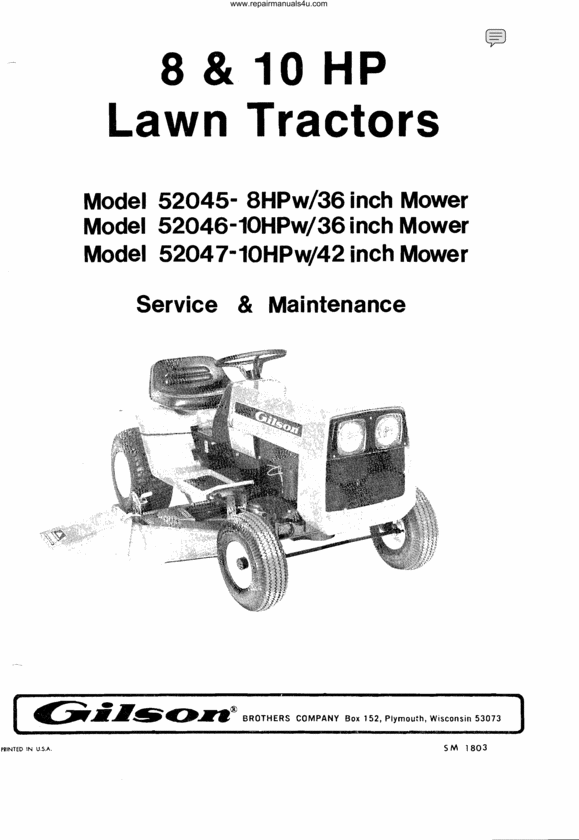 Product picture Gilson wards 52045 tractor service maintenance manual