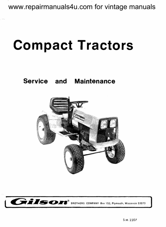 Product picture Gilson wards compact tractor service maintenance manual