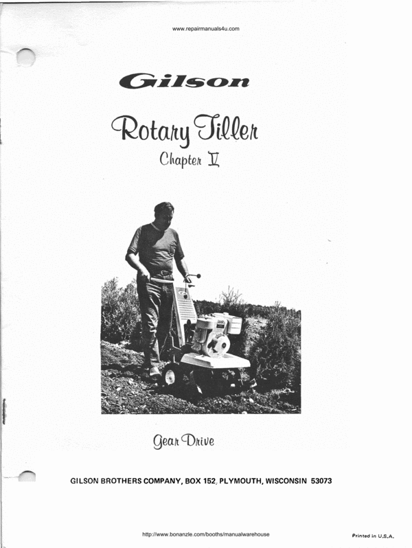 Product picture Gilson gear drive tiller 3.5  5  8 HP manual