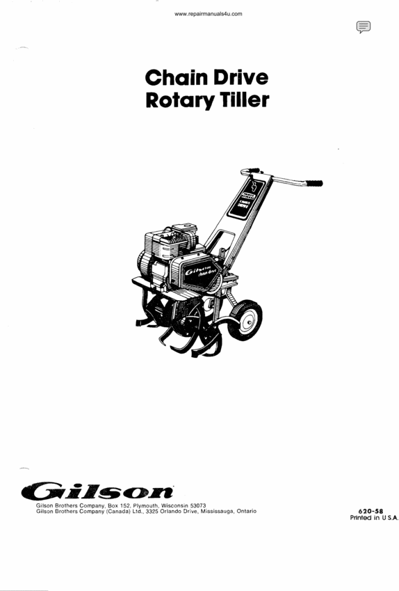 Product picture Vintage 1970s gilson rotary tiller manual