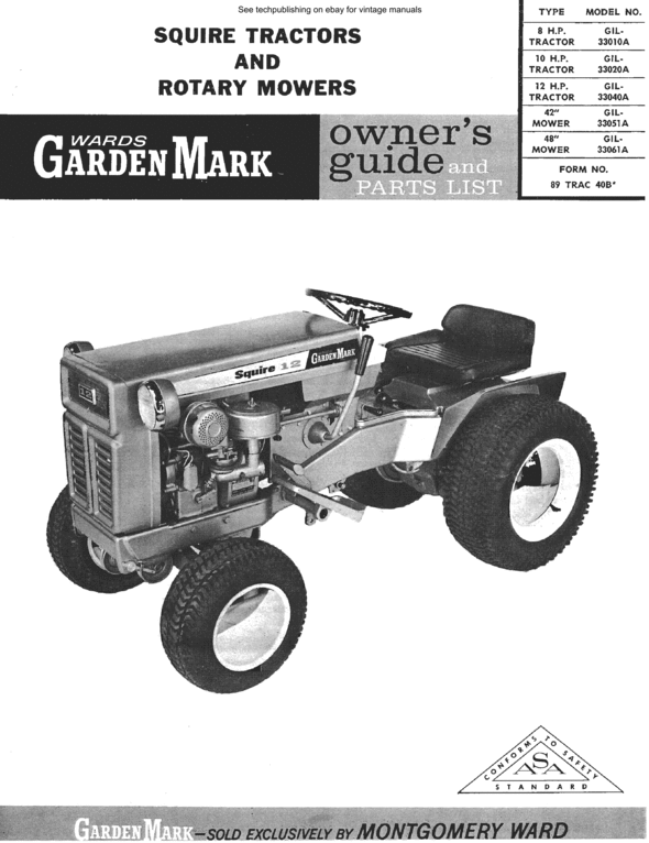 Product picture Wards squire gilson tractor owners & parts manual